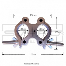 BT-A301 CLAMP DOBLE NUDO PARA TUBOS 2 ANCHO 30MM"