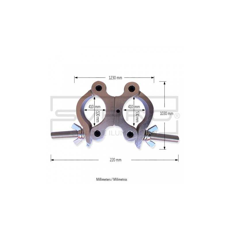 BT-A301 CLAMP DOBLE NUDO PARA TUBOS 2 ANCHO 30MM"