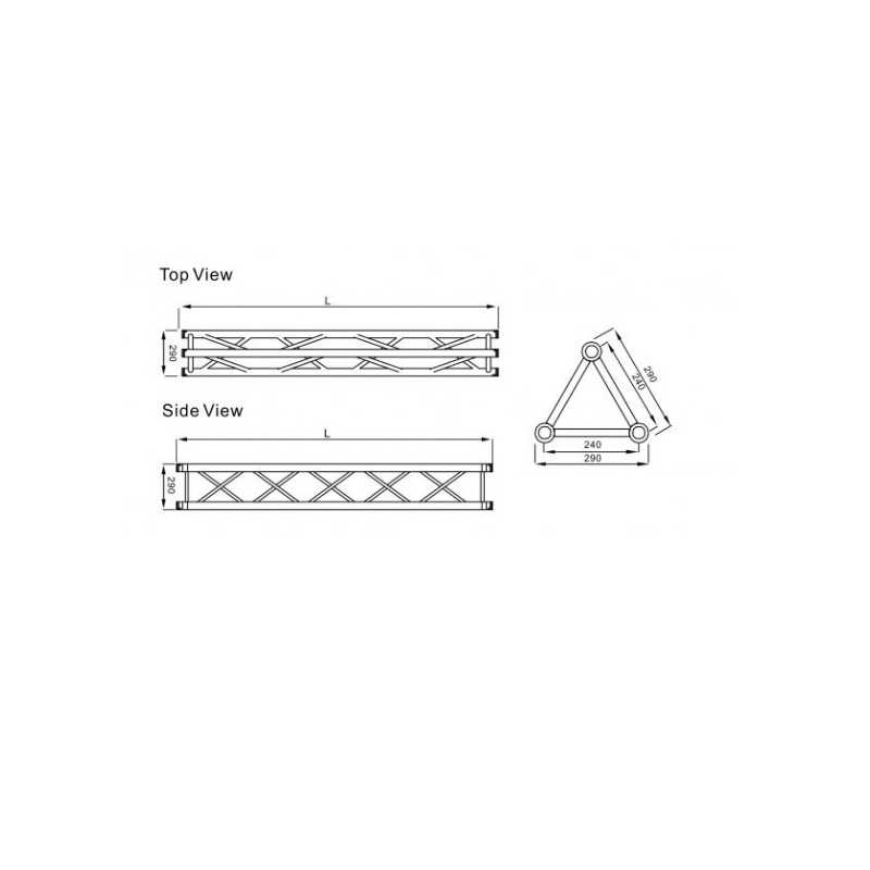 Truss Triangular 290 x 290 – 3 Metros – 2mm