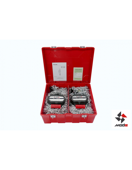 Tecle manual 1 ton. Set incluye: 2 tecles manuales 1 ton. con Cadenas de 9 metros. 1 Flight Case para 2 pcs.