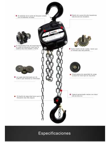 Tecle manual 1 ton. Set incluye: 2 tecles...