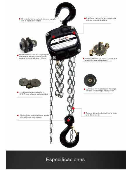 Tecle manual 1 ton. Set incluye: 2 tecles manuales 1 ton. con Cadenas de 9 metros. 1 Flight Case para 2 pcs.