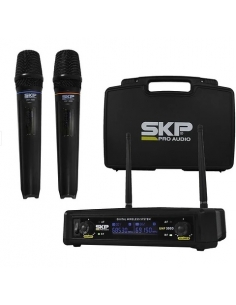 MICROFONO DOBLE INALAMBRICO DE MANO SKP UHF 300D