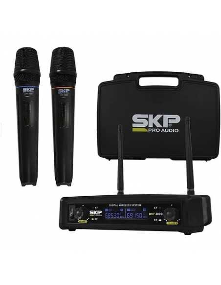 MICROFONO DOBLE INALAMBRICO DE MANO SKP UHF 300D