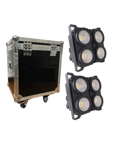BD-LC007K KIT 2 x LED BLINDER 4X100W + FLIGHT CASE