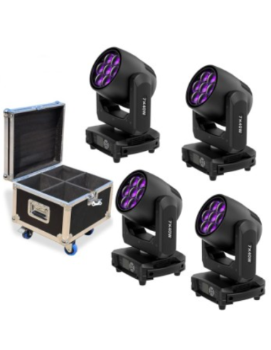 KIT X4 LED 7x40W ZOOM B-EYE + FLIGHT CASE
