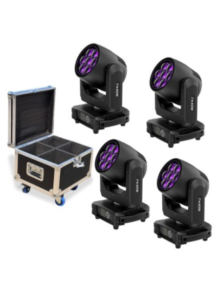 KIT X4 LED 7x40W ZOOM B-EYE + FLIGHT CASE