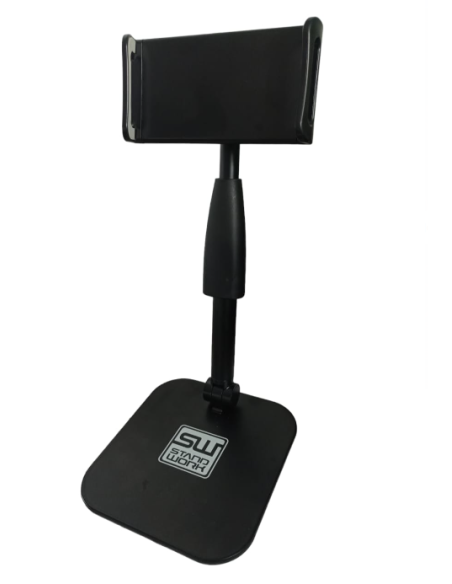 SOPORTE P/TABLET-CELULAR CON TUBO AJUSTABLE Y BASE PLANA