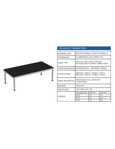 TARIMA ESCENARIO 2X1MT ALTURA AJUSTABLE 0,7 a...