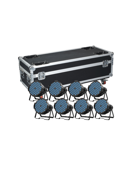 BT-P5403RGBK KIT X 8 PRO RGB TRI-LED PAR KING 54X3W + FLIGHT CASE BIG TOPPER