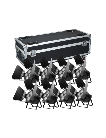 BD-LC004HK KIT X 8 COB LED PAR KING 200W + FLIGHT CASE