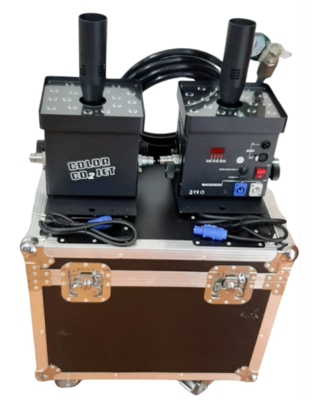 MAQUINA JET CO2 COLOR LED DMX (KIT x 2 MÁS CASE)