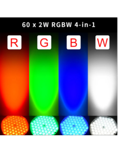 BD-LPC120 RGBW QUAD-LED SLIM PAR 60x2W (4 EN 1)