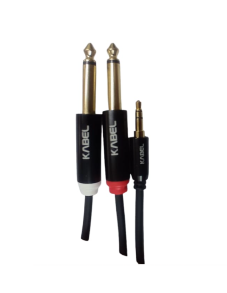 CABLE DE AUDIO MINI PLUG 3,5MM A DOS DE 6,35MM DE 1MT