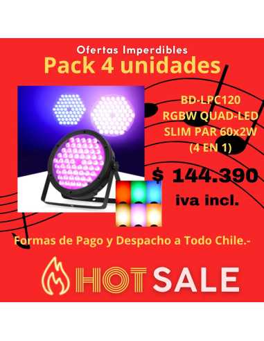 PACK 4 unid. FOCOS LED BD-LPC120 RGBW QUAD-LED...