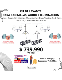 KIT MONTAJE 24X24 4MTS BLACK + ATRIL MALACATE 80K +...