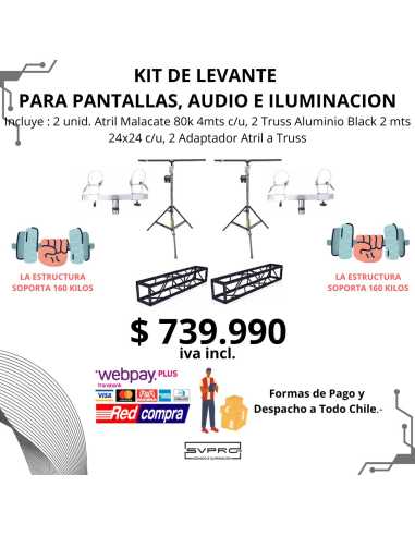 KIT MONTAJE 24X24 4MTS BLACK + ATRIL MALACATE...