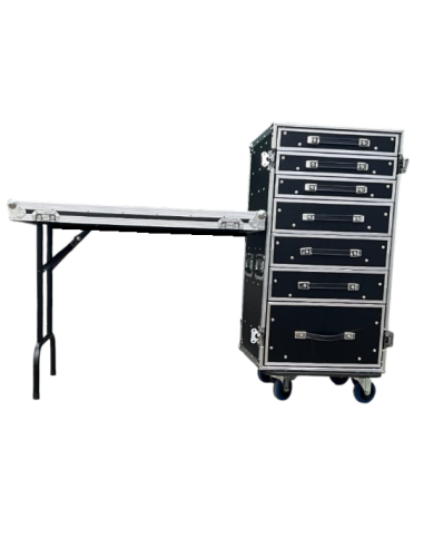 CASE DE 7 CAJONES CON MESA DE TRABAJO INCORPORADA