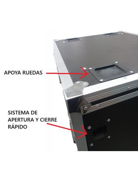 CASE RACK PRO 8U MADERA c/RUEDAS / APILABLE / CIERRE RÁPIDO / SISTEMA SLAM