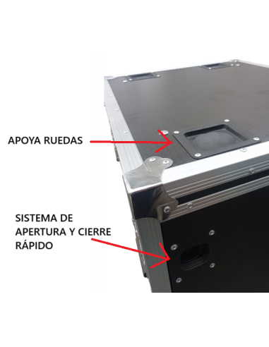 CASE RACK PRO 10U MADERA c/RUEDAS / APILABLE /...