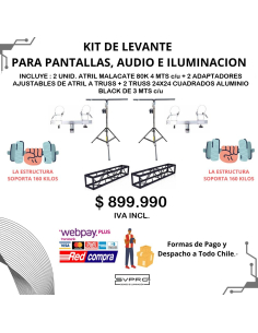 KIT MONTAJE 24X24 6MTS BLACK + ATRIL MALACATE 80K +...