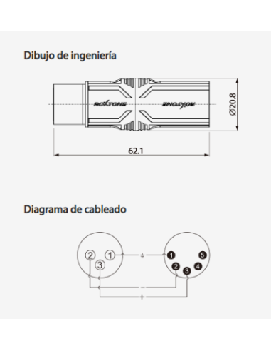 RA5XM3XF ADAPTADOR METÁLICO CIRCULAR 5P XLR...