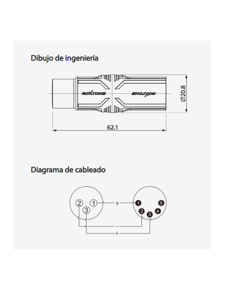 RA5XM3XF ADAPTADOR METÁLICO CIRCULAR 5P XLR MACHO A 3P XLR HEMBRA
