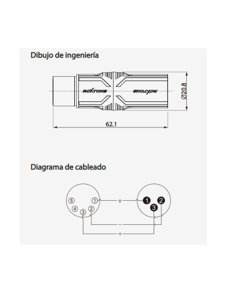 RA5XF3XM ADAPTADOR METÁLICO CIRCULAR 5P XLR HEMBRA A 3P XLR MACHO