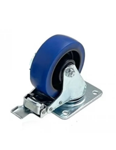 RUEDA GIRATORIA AZUL 100MM CON FRENO