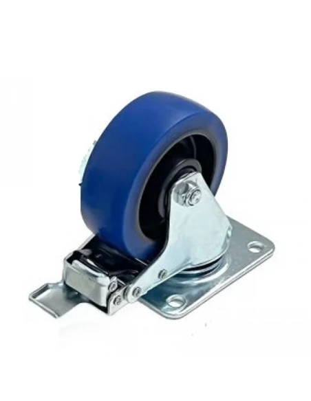 RUEDA GIRATORIA AZUL 100MM CON FRENO