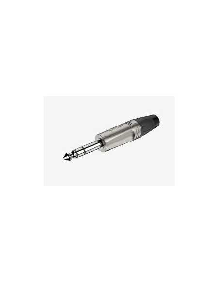 RJ3P-NN Conector estéreo Roxtone de 6,3 mm con carcasa niquelada y contactos niquelados.