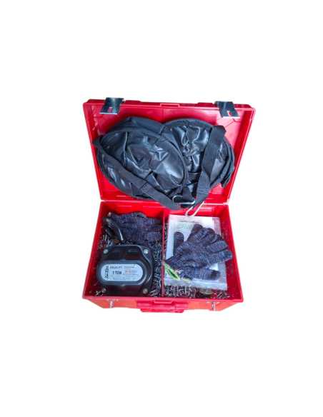 SET TECLE MANUAL 1T. CADENA 9 M. Incluye:2Tecles,2Bolsos, 2Mosquetones, 2Pares guantes, 1Flight Case