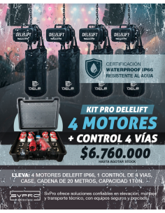 KIT PRO 4 MOTORES DELEFIT IP66 DOBLE FRENO + 1 CONTROL 4...