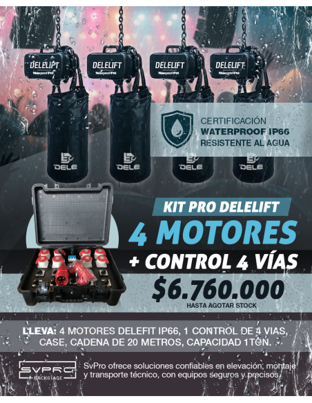 KIT PRO 4 MOTORES DELEFIT IP66 DOBLE FRENO + 1 CONTROL 4 VIAS incluido