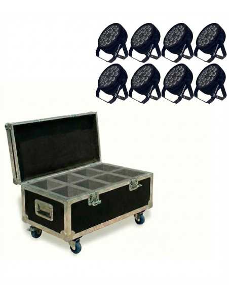 KIT DE 8 UNID. PAR LED DE ALUMINIO 18X12W RGBW LUMINA 18 en CASE