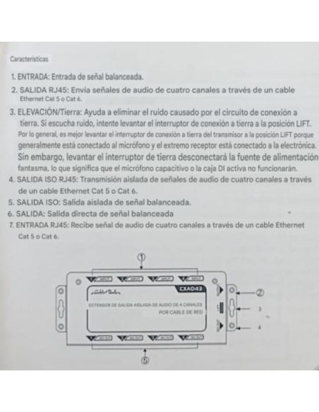 Extensor Balanceado RJ de 4 canales de Audio