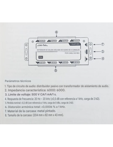 Extensor Balanceado RJ de 4 canales de Audio