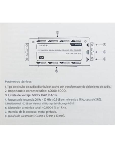 Extensor Balanceado RJ de 4 canales de Audio