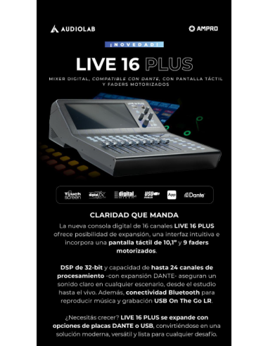 LIVE 16 PLUS MIXER DIGITAL 24 CANALES DSP, 16...