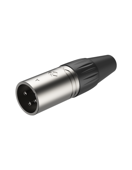 RX3MP-NT Conector XLR macho Roxtone de 3 pines con carcasa niquelada y contactos estañados
