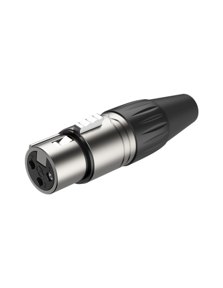 RX3FP-NT Conector hembra XLR de 3 pines Roxtone con carcasa niquelada y contactos estañados