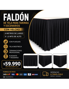 FALDON DE TELA PARA TARIMAS Y ESCENARIOS CON VELCRO PARA...