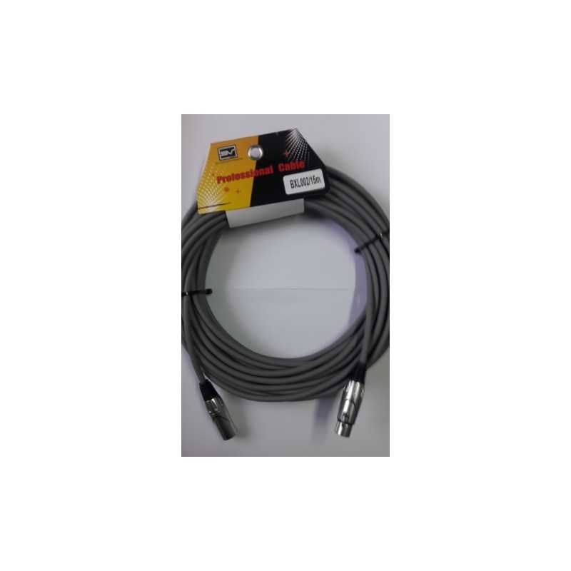 CABLE DMX GRIS SVPRO 15 MTS CONECTOR METALICO 3P