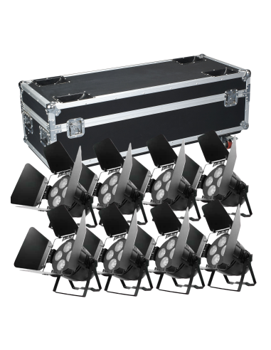 BD-LC004HK KIT X 8 COB LED PAR KING 200W + FLIGHT CASE