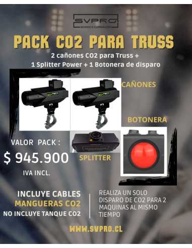 PACK DE JET CO2 PARA TRUSS 2 UNID. + SPLITTER Y BOTONERA DISPARADOR
